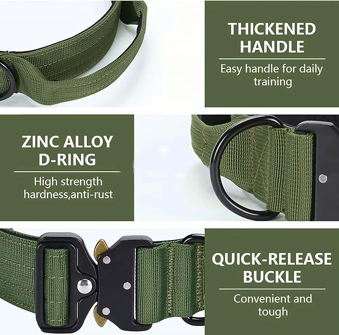 Heavy Duty Tactical Dog Collar – Adjustable Nylon with Metal Buckle, Durable & Comfortable for Medium to Large Dogs (German Shepherd, Labrador, Rottweiler), Orange, Large, for Training & Outdoor Use.