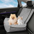 Dog Car Seat for Small and Medium Dogs, Booster Seat Sofa Pet Bed, Portable Car Travel Carrier Bed (Black Stripes,M)