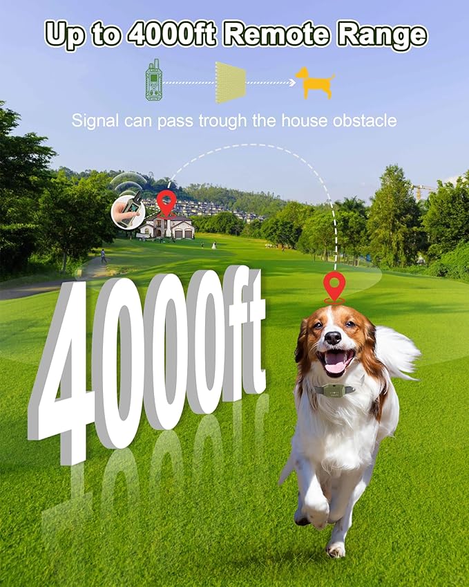Dog Shock Collar with Remote Control, 4000FT Dog Training Collar with Beep(1-9) & Vibration(1-9) & Safe Static(1-99), IPX7 Waterproof & Rechargeable Shock Collar for Dogs All Breeds 10-120lbs