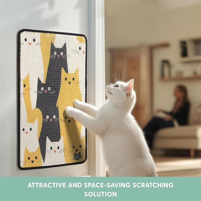 The Cat Ladies Scratching Poster - Wall Scratcher Pads - Scratch Mat Art Print for Indoor Cats - Furniture, Couch, and Carpet Protector - Wall Mounted or Floor Sisal Scratchers