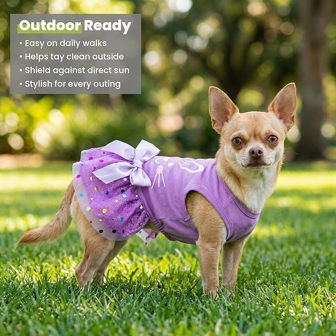 Fitwarm Easter Bunny Dog Dress, Holiday Dog Clothes for Small Dogs Girl, Pet Easter Outfit, Purple, White, Medium