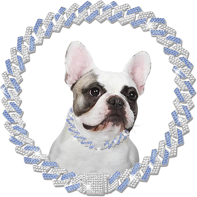 Metal Diamond Dog Chain Dog Training Chain with Secure Buckle Pet Collars for Large Medium Dogs