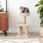 Amazon Basics Cat Tree - Multi-Level Climbing Activity Tower with Jute Rope Scratching Posts for Indoor Cats & Kittens, Medium (31.5"H), Beige