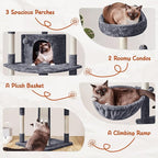 Yaheetech 76in Cat Tree Multi-Level Cat Tower with Large Cat Condo＆Cozy Perches Stable Pet Play House w/Sisal-Covered Scratching Posts＆Board for Indoor Cats, Dark Gray