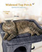 Cat Tree for Large Cat, 19 * 16.5In Large Cat Perch, Adult Cat Tower for Indoor Cats with 24In Long Scratching Post, 2 Cozy Cat Condo House for Adult & Fat Cats, Dark Gray