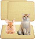 2 Pack Natural Sisal Cat and Rabbit Scratching Mat, 16" x 12" Horizontal Scratching Pad with Sticky Velcro Tape,Protects Furniture Sofa Carpet(Beige)
