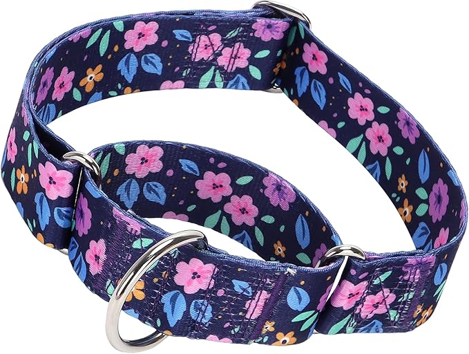 Wide 1.5 Girl Martingale Collar for Dogs,No Pull Heavy Duty Floral Dog Collar for Medium Large Extra Large Female Dogs XL