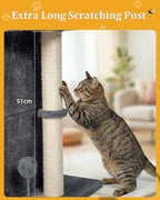 Cat Tree for Large Cat, 19 * 16.5In Large Cat Perch, Adult Cat Tower for Indoor Cats with 24In Long Scratching Post, 2 Cozy Cat Condo House for Adult & Fat Cats, Dark Gray