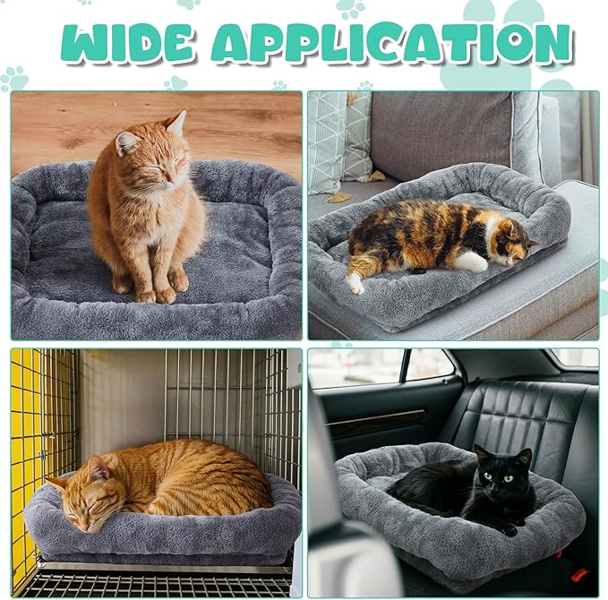 Abbylike 2 Pcs Cat Tree Tower Replacement Parts Grey Bed Cover with Elastic Band Removable Washable Padding for Platform Perch Shelves, Only Cover, Cat Tower Cushions Accessories(15.7 x 11.8 Inch)