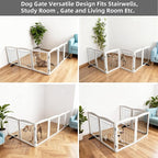 ZJSF Freestanding Dog Fence Indoor, Foldable Dog Gate for Doorways, Stairs or Hallways, Sturdy Wood Extra Wide Pet Gate with Support Feet for The House, White, 24 "Height-6 Panels