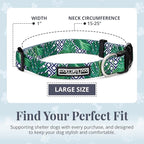 Lucky Love Dog Collar, Beautiful & Vivid Pattern Large Boy Dog Collars, Easy On & Off Clasp Accessory (Blue Laguna, L)