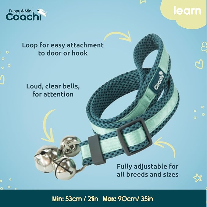 Coachi Puppy & Mini Toilet Training Bells - Suitable for Puppy or Newly Acquired Dogs, House Training, Stop Door Scratching, Easy to Use, Adjustable Height. Dog Accessory, Great for Clicker Training