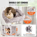 Happybuy Cat Tree for Indoor Cats, 68.5" Cat Tower with 2 Cat Condos, Sisal Scratching Post, Hammock, Top Perch, Jumping Platforms, Large Cat Furniture Activity Center with Hang Ball, Light Grey