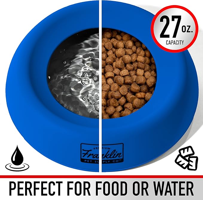 Franklin Pet Supply Co. Travel Pet Silicon Bowl 27oz. – No Spill – BPA Free – Splash Proof – Portable Car Design