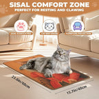 Sisal Cat Scratcher Mat, Cat Wall Scratcher for Indoor Cats, 23.6x15.7 Inch Cat Scratch Pad with Hook & Loop, Wall Mounted Cat Scratching Post to Protect Couch and Carpet（Grace Cat）