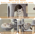 70-Inch Cat Tree,Large Cat Tree Tower with Hammock, Scratching Post, Condo and Multi-Level Cat Tower for Large Cats, Cat Activity Center Playhouse, Light Gray LCT016