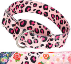 Martingale Collar for Dogs, Heavy Duty Adjustable Soft Nylon Dog Collars with Pink Leopard for Medium & Large XL Dogs (Pink Leopard,XL)