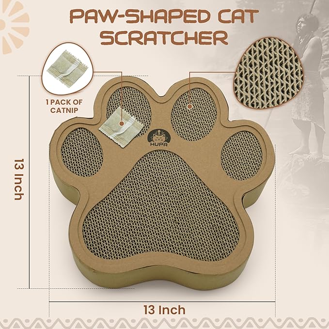 Paw-Shaped Cat Scratcher | Reversible Cardboard Kitten Scratcher | Scratching Board for Indoor Cats | Scratcher Cardboard for Cats & Kittens | Cat Toy (Medium)