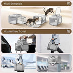 Top and 2 Sides Expandable Cat Carrier 18x11x11, TSA Airline Approved Dog Carriers for Small Dogs,Soft-Sided Pet Carrier with Self-Locking Zippers for Kitten,Rabbit, Puppy, Grey