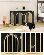 39.4" Wooden Dog Crate Furniture, Indoor Dog Kennel Dogs Cage for Small/Medium/Large Dogs, Heavy Duty Dog Crates Decorative Pet House End Side Table TV Stand, Black Gold DFC84104A