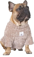 iChoue Pet Dog Winter Warm Sweater Clothes Turtleneck for English Bulldog Boston Terrier Corduroy Cold Weather Pullover Coat Shirt - Khaki/XLarge