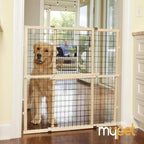 MYPET North States Extra Tall & Wide Wire Mesh Dog Gate: 29.5-48" Wide, 37" Tall, Natural Finish, Made in USA