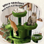70.87" Cat Tree for Indoor Cats, Multi-Level Cat Tower with 2 Private Condos, 3 Perches & Hanging Hammock, Natural Sisal Scratching Posts, Stable for Multi-Cat Families, Kittens to Seniors (Green)