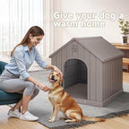 EasyUp Dog House Outdoor Indoor,Dog Kennel Weatherproof Resin Shelter with Air Vents and Elevated Floor for Small Medium Large Dogs,Easy Clean and Assemble(38.62 * 36.26 * 38.07in,Coffee)