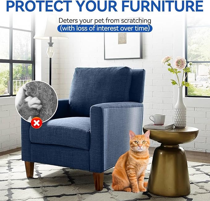 [Thicken Vinyl] Anti Cat Scratch Furniture Protector, 118"*11.8" Single-Sided Sticky Couch Protector from Cat Claws, Stronger Adhesive Cat Scratch Deterrent Tape(30 Pins)
