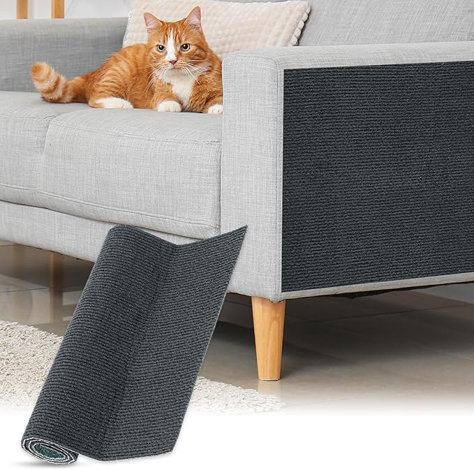 uxcell Self-Adhesive Cat Scratching Mat, 1 Roll 23.6" x 11.8" Couch Protector from Cat Claws for DIY Sofa, Wall, Doors, Cut Anti Cat Scratch Pad Carpet Mat, Dark Gray