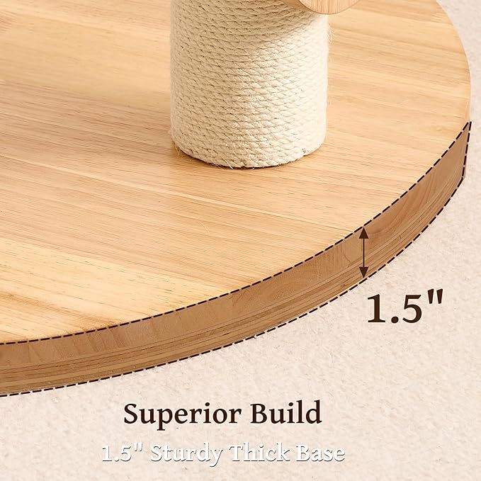 Modern Solid Wood Cat Tree Small Tower with Scratching Post for Indoor, Multifunctional Cat Tree Tower with Bed, Space Capsule, Hammock, Scratching Board, Dangling Ball