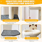 5-Levels Door Hanging Cat Climber, Vertical Door-Mounted Cat Tree Tower with Full Carpeted Plank & Cat Scratching Post for Small Medium Cats (5-Levels, Cat Head Style)