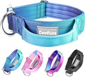 Tactical Dog Collar, 1.5" Wide Thick Heavy Duty Dog Collar with Handle, Soft Neoprene Padded Military-Grade Nylon Training Collar with Quick Release Metal Buckle for Medium Dogs (Blue, M)