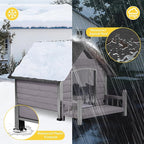 Dog House Outdoor Waterproof Dog Kennel for Small to Medium Size Dogs Doghouse Puppy Shelter with Elevated Floor for Winter (Grey-A, Medium)