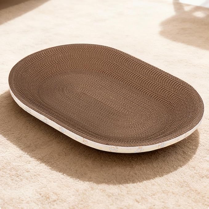 Càt Scràtcher Cardboard, Raised Edge Design, 1 Piece, Large Cat Scratcher Cardboard, Oval Indoor Cat Scratcher Bed, Blends with Home Decor, for Small Large Kitten Play Sleep Outdoor Home Living Room