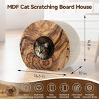 Cat Scratcher House, Cozy Cardboard Design, Safe and Secure for Kittens, Eco-Friendly, Wood Grain (Circle)