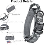 DAGANXI Tactical Dog Collar, Adjustable Military Training Nylon Dog Collar with Control Handle and Heavy Metal Buckle for Medium and Large Dogs, with Patches and Airtags Case (S, Camo)