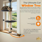 Window Cat Tree & Small Cat Tower (89.5-105.5cm) – Adjustable Cat Window Perch & Shelf for Indoor Cats – Sturdy Window Sill Extender Seat for Large Cats