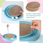 3 Pcs Cat Ball Track Toy, Include 1 Round Cat Scratcher Toy with 2 Cats Scratching Board Pad Replacement, Interactive Toys Track and Plush Mouse Toys for Indoor Cats Kitten