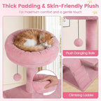 PETSITE 52-inch Cat Tree, Multi-Level Cat Tower with Sisal Scratching Posts, 2 Comfy Condos, Plush Padded Soft Top Perch, Dangling Balls, and Climbing Ladder, Ideal for Indoor Cats (Pink)