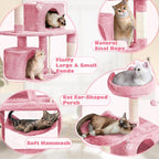 Yaheetech 62.5inches Cat Tree Cat Tower Cat Condo with Platform & Hammock, Scratching Posts for Kittens Pet Play House with Plush Perch for Indoor Activity Relaxing, Pink