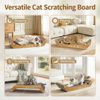 Modern Cat Scratcher Pad Cardboard for Indoor, 23.8" Scratching Lounger Board with Ball Track for Kittens & Large Cats, 3 in 1 Floor Horizontal Bed for Furniture Protection