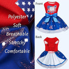 XPUDAC 4th of July Tulle Dog Dress Patriotic Clothes Doggie Outfit with Bow Independence Stars Skirt Pet Holiday Apparel for Small Dog Girl Cat, XXS