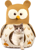 Luxurious Merino Wool Cat Cave - Foldable Hideaway Pod for Indoor Cats - Premium Felt Kitten Pet Enclosure - Covered Cat House for Ultimate Cozy Comfort by Woolygon (Owl)