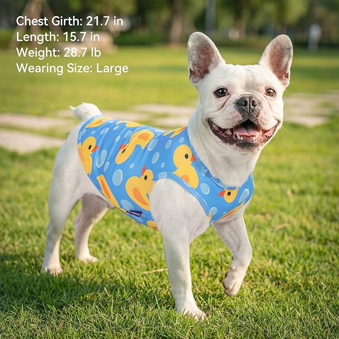 cyeollo 2 Pack Dog Cooling Shirt, Lightweight Sun Protection Sleeveless Dog Vest, Breathable Summer Clothes for Small Dogs Boy & Girl, Soft Pet Tshirts, Yellow Duck S