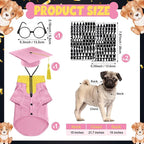 5 Pcs Dog Graduation Costume Set Include 2026 Pet Graduation Gown with Stole Puppy Grad Cap Lensless Glasses DIY Letter Stickers for Dogs Cats Holiday Costume Accessory(Pink Yellow,M)