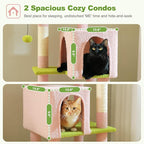 PEQULTI 62" Cat Tree for Indoor Cats, Multi-Level Cat Tower with Cozy Cat Condo Clearance Prime, Pink