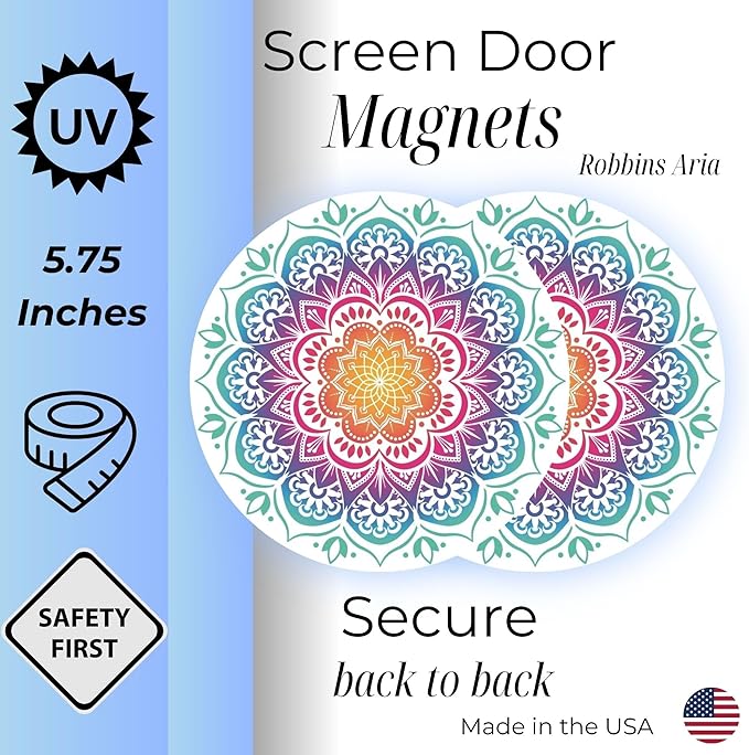 Screen Door Magnets Double Sided – Keep People, Kids, and Dogs from Running into a Screen Door. Saver - Robbins Aria Mandala