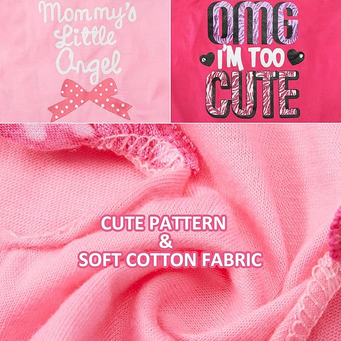 2 Pieces Dog Dresses for Dogs Cute Girl Female pet Dress Mommy Puppy Shirt Skirt Dresses Pet Summer Clothes Apparel for Cats(OMG and Angel,Medium)