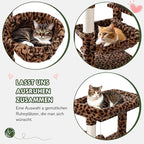 MUTICOR 81 inches Multi-Level Tall Cat Tree Tower for Indoor Kitties/Large Climbing Tree House for Big Feline/Condo/Sisal Scratching Posts/Plush Perches Platforms/Basket Hammock/Leopard Print